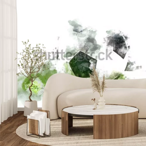 Papier peint  Ballon de football sur gazon aquarelle