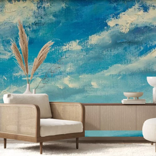 Papier peint  Abstrait nuages ​​bleu ciel fond de peinture à l'huile