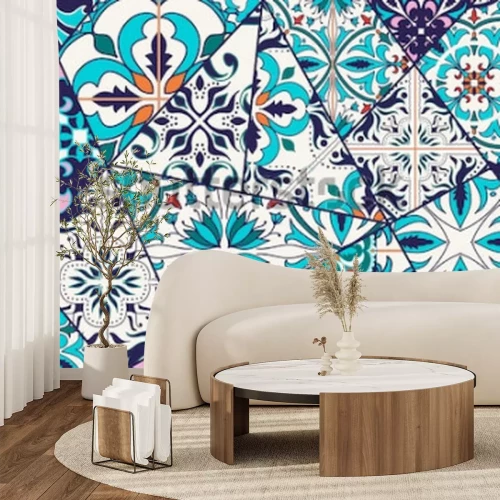 Papier peint  Motif marocain bleu