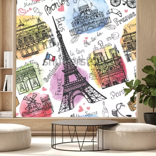 Papier peint  Symboles de France en couleurs