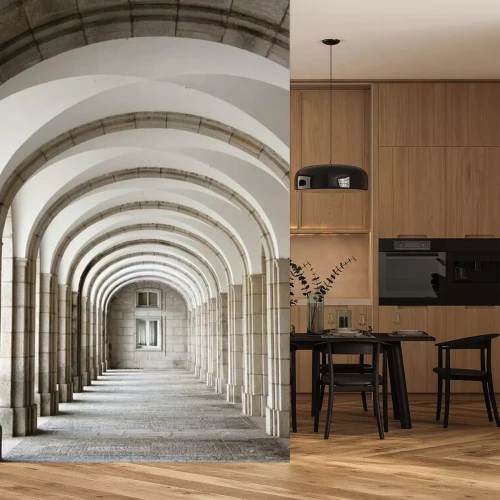 Papier peint  Colonnes 3D symétriques beiges