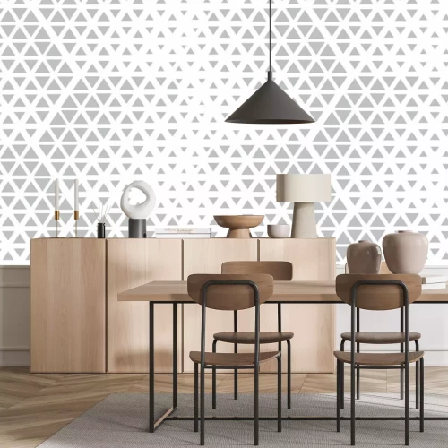 Papier peint  Motif géométrique abstrait blanc et gris