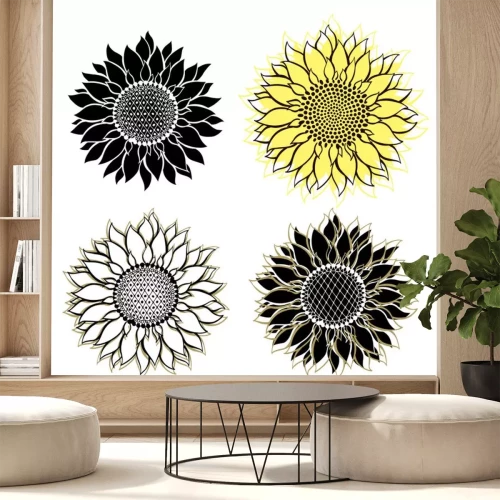 Sticker  Quatre tournesols dans l'illustration