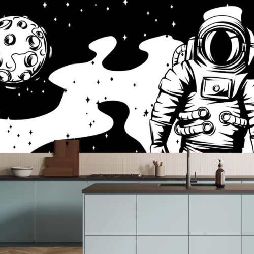 Sticker  Lune de l'astronaute et oeuvre de la voie lactée