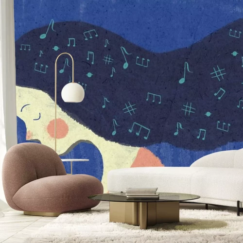 Sticker  musique de fille dans ses cheveux