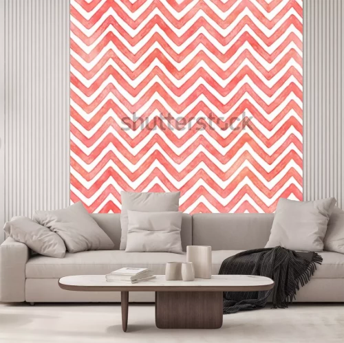 Papier peint  Zigzag rose et blanc