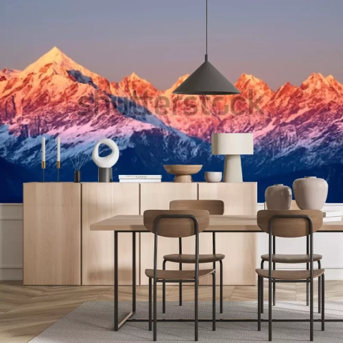 Sticker  gros plan des photos montagneux rougeâtres au coucher du soleil