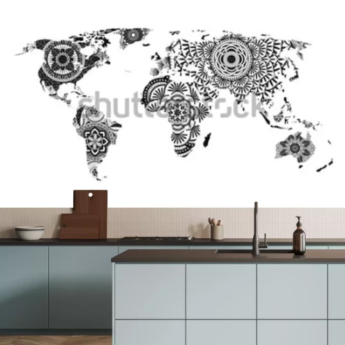 Sticker  Vecteur carte monde mandala