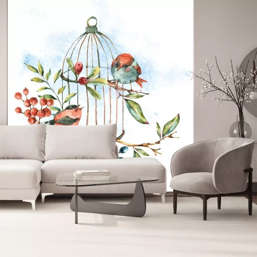 Sticker  Oiseaux d'automne sur la branche