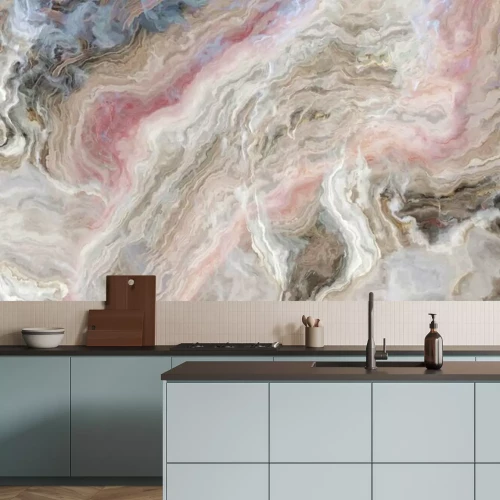 Papier peint  Marbre abstrait beige et rose