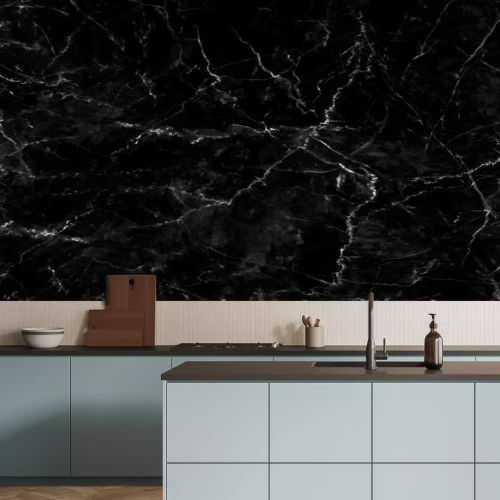 Papier peint  Marbre noir avec veines blanches