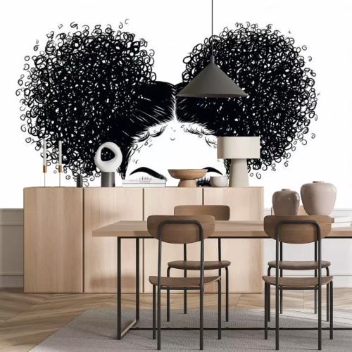 Papier peint  Tête de fille avec couettes afro