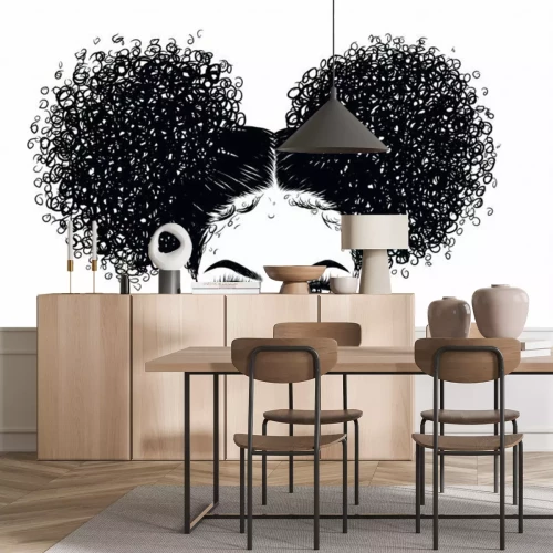 Sticker  Tête de fille avec couettes afro