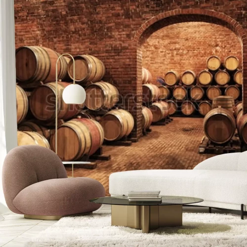 Papier peint  Cave à vins avec des tonneaux