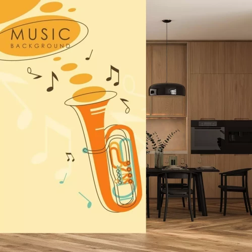 Sticker  Vintage fond musical abstrait