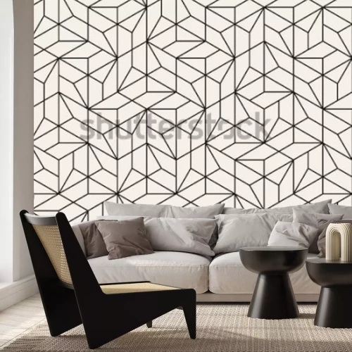Papier peint  Dessin géométrique noir et blanc