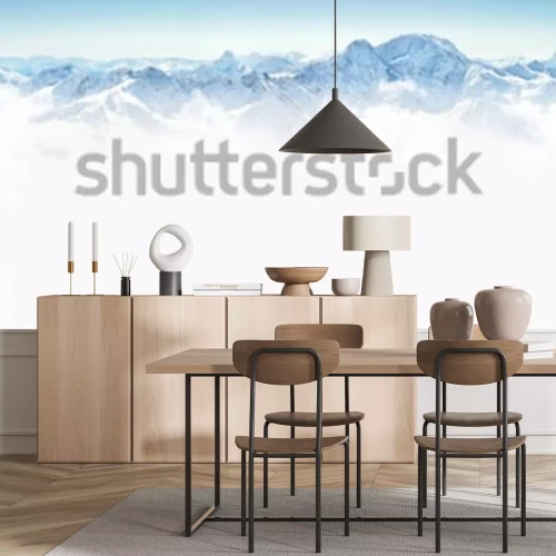 Papier peint  Panorama de montagnes avec de la neige