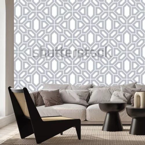 Sticker  Modèle abstrait en style arabe. Fond vectorielle continuer Texture grise et blanche. Motif graphique moderne.