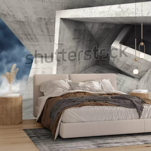 Papier peint  Illustration 3D blocs gris béton