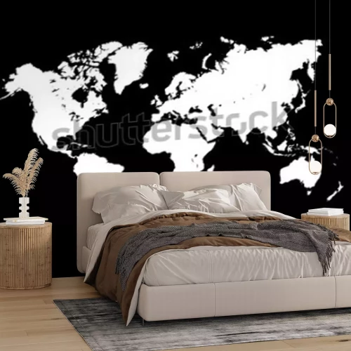 Sticker  Carte du monde noir blanc