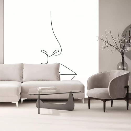 Sticker  Visage minimaliste dans un style de dessin au trait