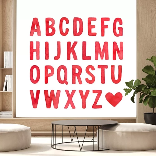 Sticker  Alphabet rouge se terminant par un coeur