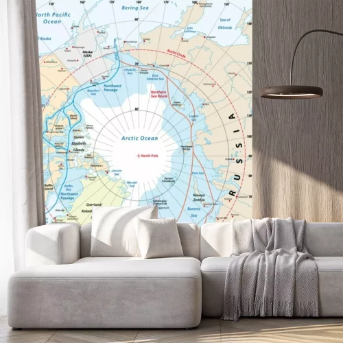 Sticker  Carte de la région arctique, passage nord-ouest et route maritime du nord