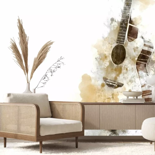 Papier peint  Guitare peinte à l'aquarelle