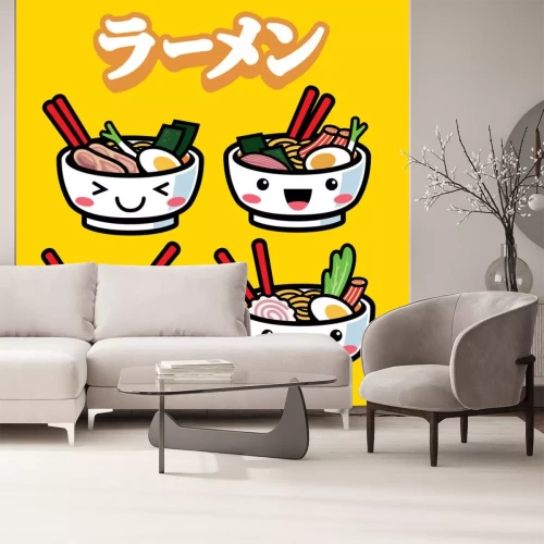 Sticker  ramen avec un style dessin animé mignon