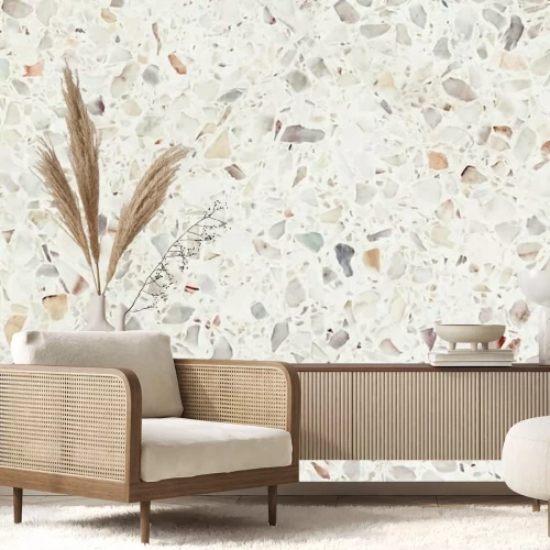 Papier peint  Terrazzo clair avec particules colorées