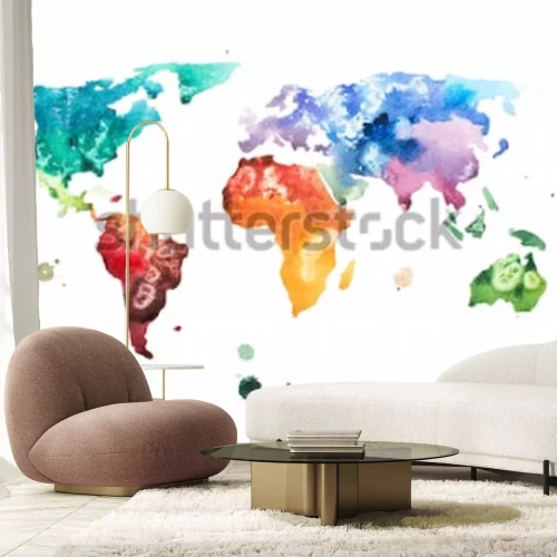Sticker  Monde aquarelle dessiné à la main illustration aquarelles