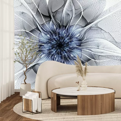 Papier peint  Fleur abstraite dans les tons de bleu