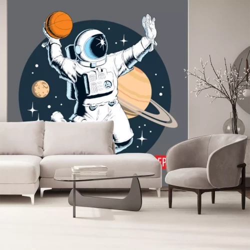 Sticker  Astronaute dans l'espace lançant une balle