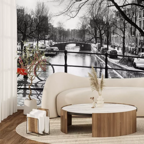 Papier peint  Amsterdam en noir et blanc
