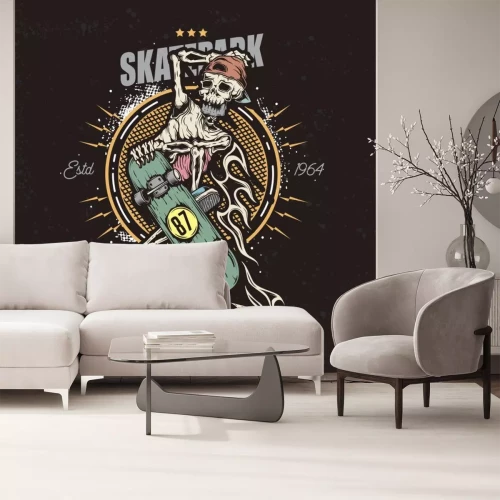 Sticker  Squelette sur un skateboard