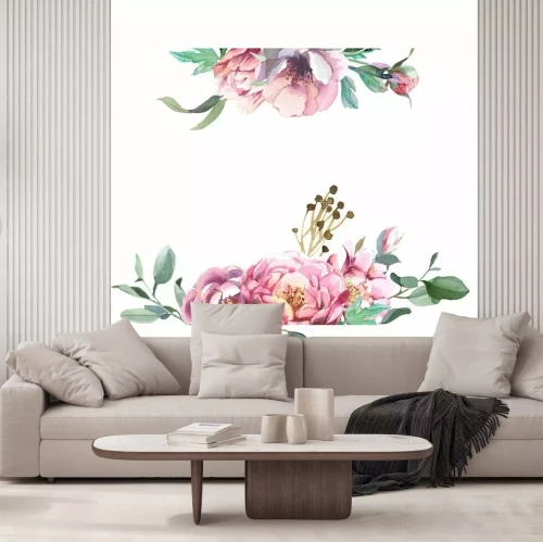 Papier peint  Fleurs à l'aquarelle formant un cadre