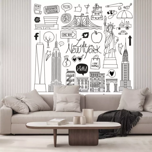 Sticker  New York. Set vector dessinés à la main