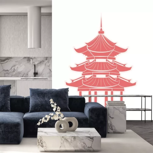 Sticker  Temple chinois avec autocollant de voyage pagode isolé