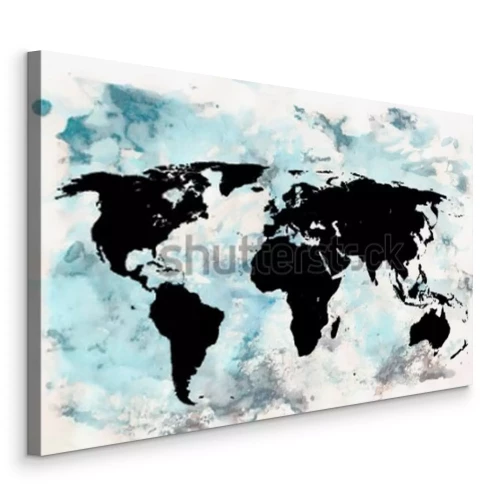 Tableau  Carte du monde noire sur fond abstrait