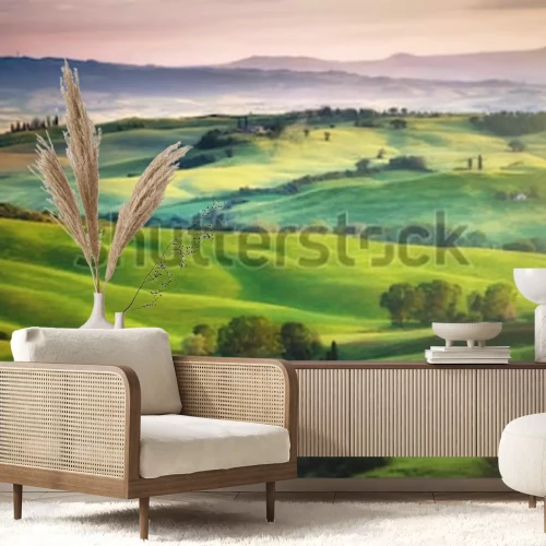 Papier peint  Paysage de champs verts