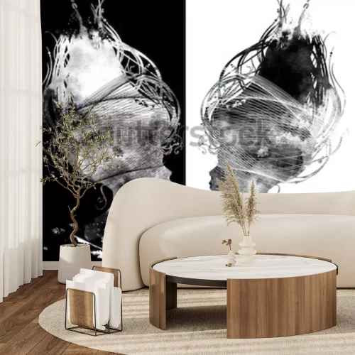 Papier peint  Portraits symétriques en noir et blanc