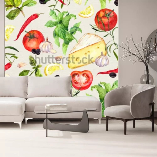 Papier peint  Légumes et fromages