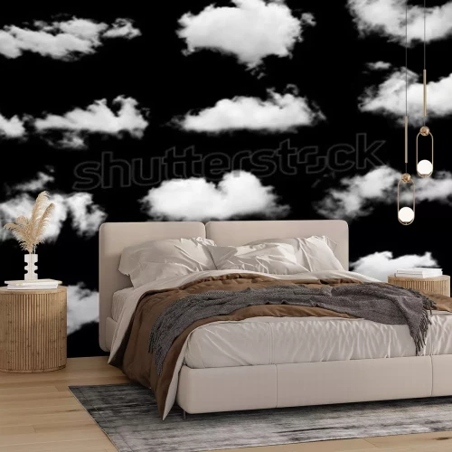 Papier peint  Juxtaposition de nuages sur fond noir