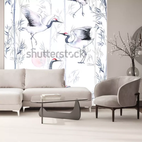 Papier peint  Oiseaux dans un style asiatique