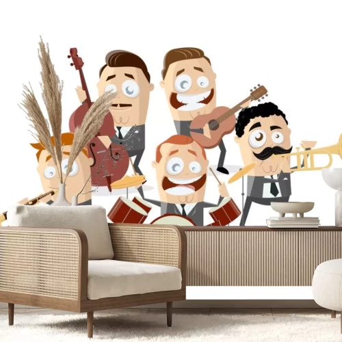 Sticker  illustration de dessin animé drôle d'un groupe de musique