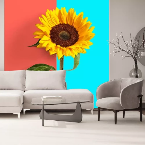 Sticker  Tournesol sur fond bicolore