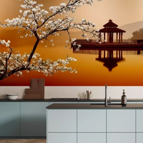 Papier peint  Temple asiatique au bord de l'eau