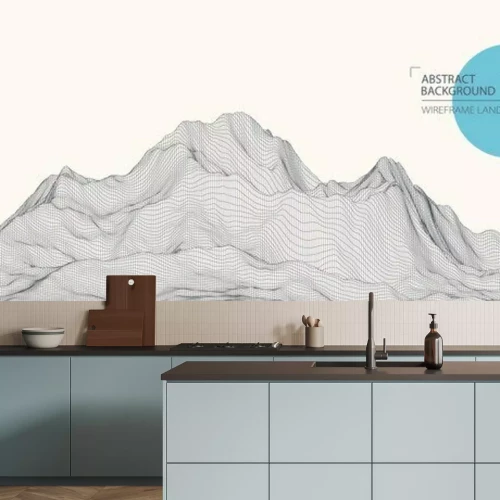 Sticker  Fond de paysage filaire. Illustration vectorielle futuriste