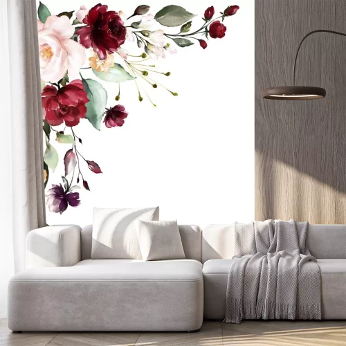 Sticker  Fleurs aquarellées sur fond blanc