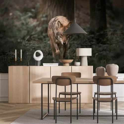 Papier peint  Loup se déplaçant au milieu de la nature